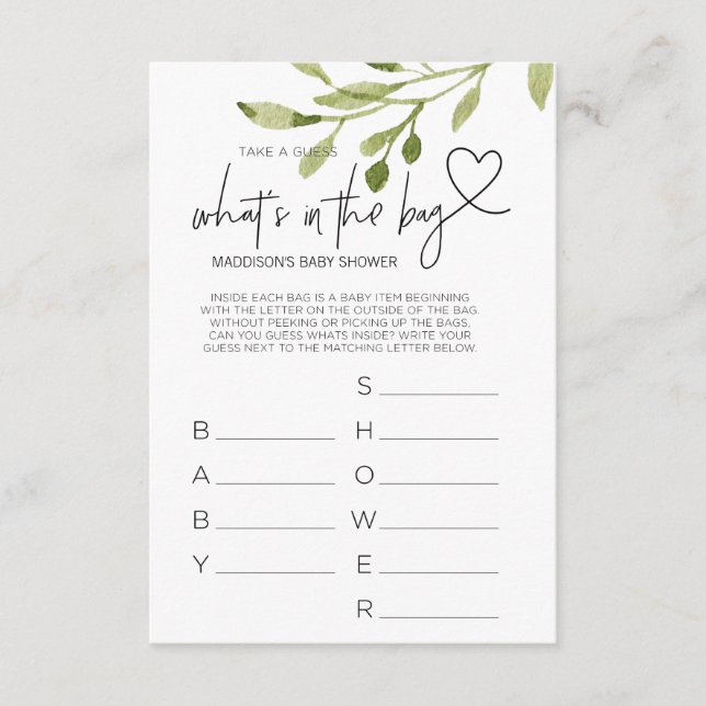 Party-kort för babyvisningsspelKön-Neutralt för Tilläggskort (Framsida)