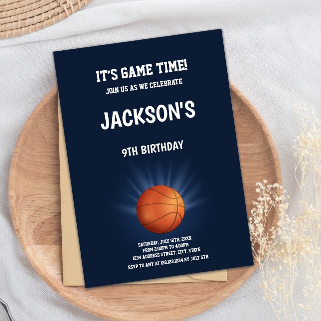 Party-kort för coola-sport inbjudningar (Basketball Shine Birthday Invitations)