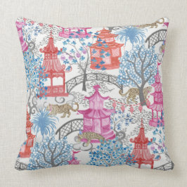 Party Leoparder i Pagoda-skogen i Spicy-Rosa Kudde