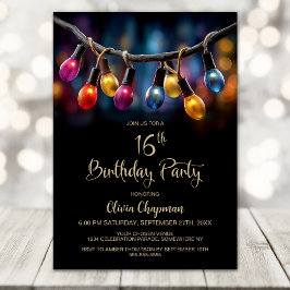 Party Lights 16th Birthday Party Inbjudningar