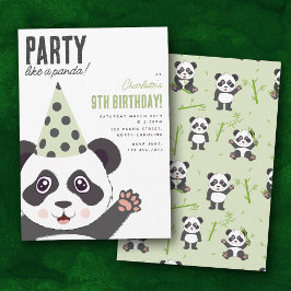 Party Like a Panda Kids Cute Birthday Party Inbjudningar