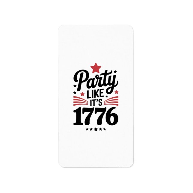 Party Like It’s 1776 | Funny 4th of July USA Tee Adressetikett (Framsidan)