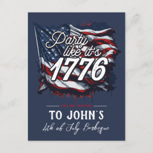 "Party like It's 1776" Patriotic bjudande Vykort