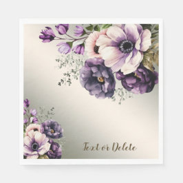 Party Lila Rosa Flowers Golden Elegant Pappersservett