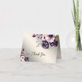 Party Lila Rosa Flowers Golden Elegant Tack Kort