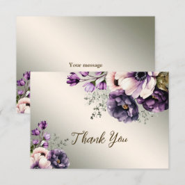 Party Lila Rosa Flowers Golden Elegant Tack Kort