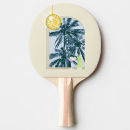 Party Ljus Cocktails Disco Boll Handflatan på Gult Pingisracket