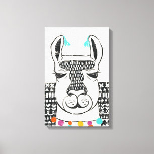 Party Llama - Porträtt Canvastryck