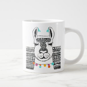 Party Llama - Porträtt Jumbo Mugg
