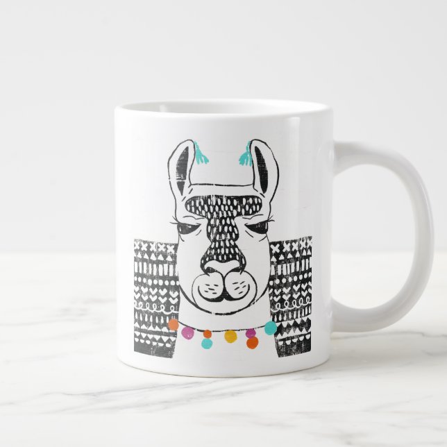 Party Llama - Porträtt Jumbo Mugg (Höger)