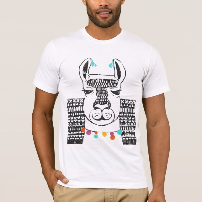 Party Llama - Porträtt T Shirt (Framsida)