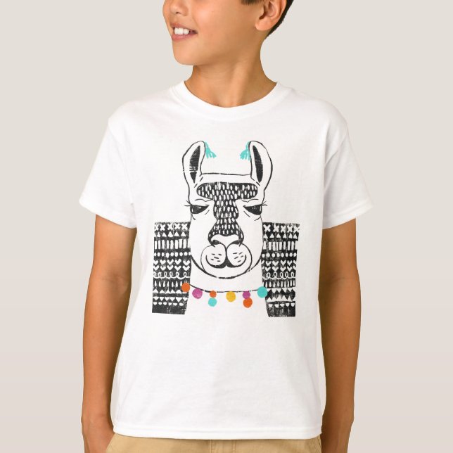 Party Llama - Porträtt T Shirt (Framsida)