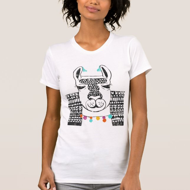 Party Llama - Porträtt T Shirt (Framsida)