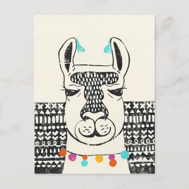 Party Llama - Porträtt Vykort (Framsida)