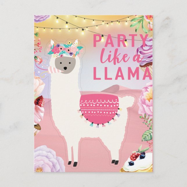 Party Llama Vykort (Framsida)