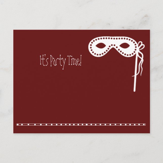 Party Mask Inbjudan Vykort (Framsida)