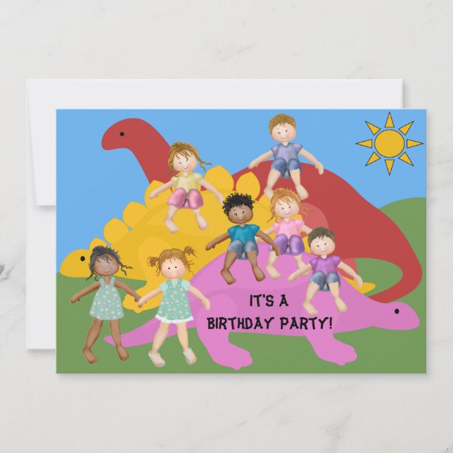 Party med Dinos Birthday 5x7-inbjudan Inbjudningar (Framsida)