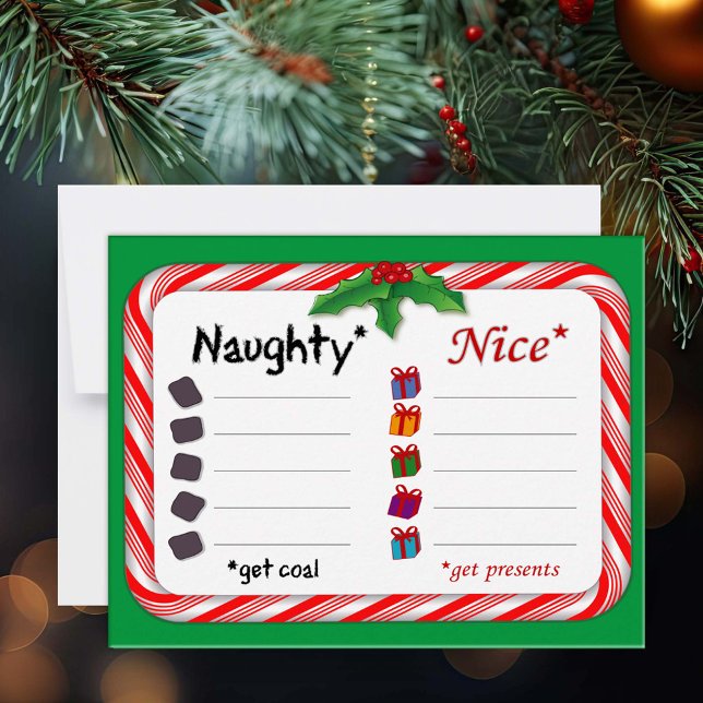 Party med Naughty eller Nice 4,25 tum x 5,5 tum Anteckningskort (Naughty and Nice Party
Bring your Christmas Stocking. We'll supply the presents and coal. )