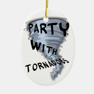 Party med tornadon julgransprydnad keramik