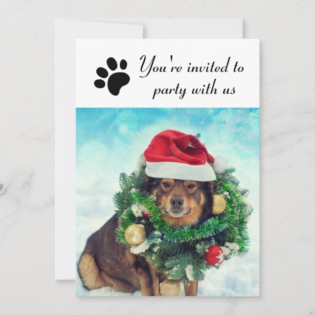 Party med USA Hund - inbjudan till Julfest (Framsida)