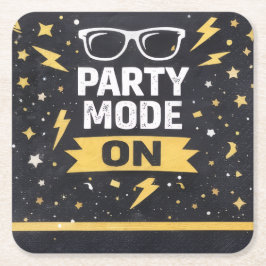 Party Mode On Birthday Party Drink Coaster Underlägg Papper Kvadrat