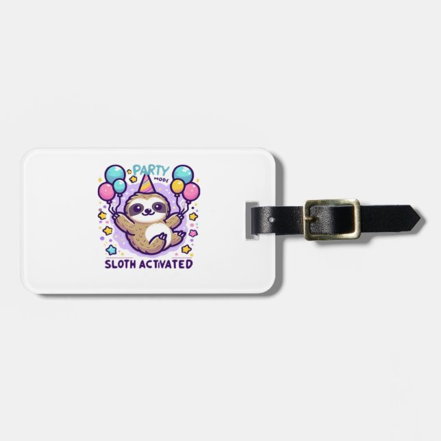 Party Mode Sloth Activated Birthday Balloon Sloth  Bagagebricka (Horisontell Framsida)