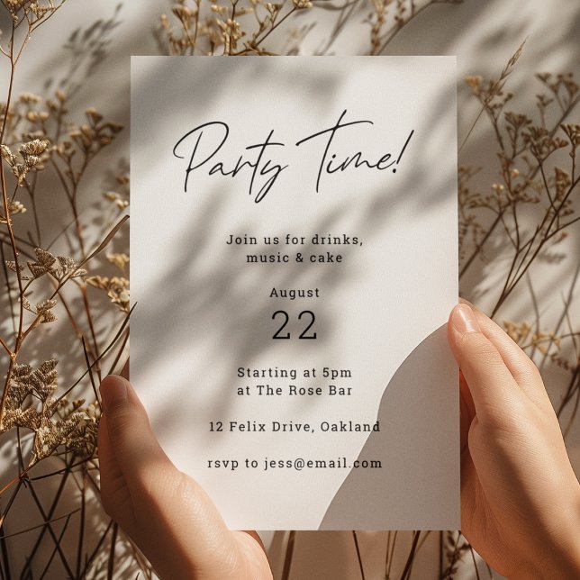 Party | Modern, minimalistisk, enkel, ren vit Inbjudningar (Skapare uppladdad)