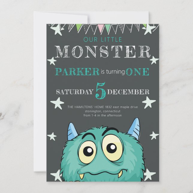 Party Monster Barns födelsedag Inbjudningar (Framsida)