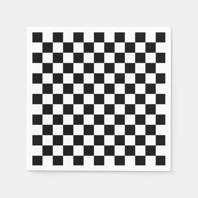 Party Napkin, svart och vit, kontrollerad Pappersservett (Framsidan)