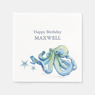 Party Napkins Barn Birthday Cute Octopus Pappersservett