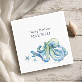 Party Napkins Barn Birthday Cute Octopus Pappersservett