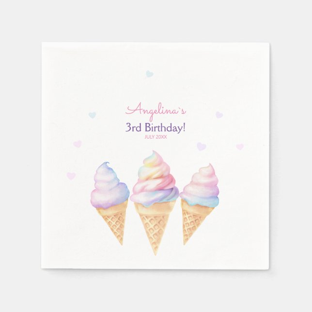 Party Napkins födelsedagsfest med söt glass Pappersservett (Framsidan)