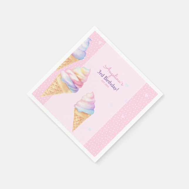 Party Napkins födelsedagsfest med söt glass Pappersservett (Hörn)