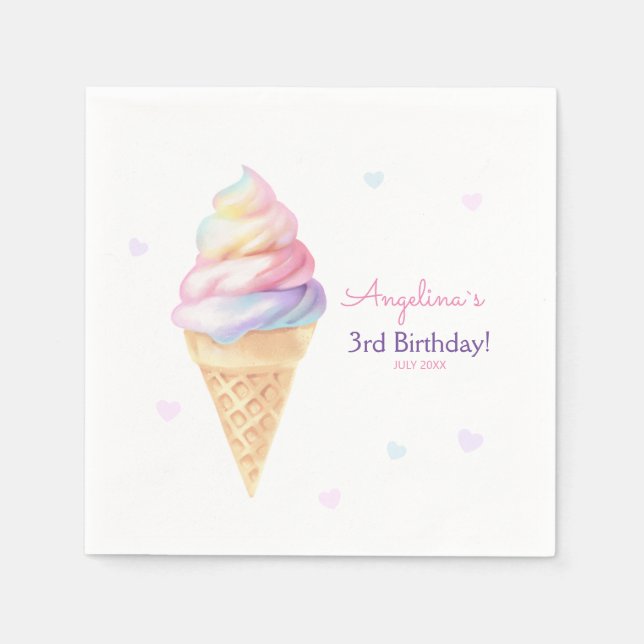 Party Napkins födelsedagsfest med söt glass Pappersservett (Framsidan)