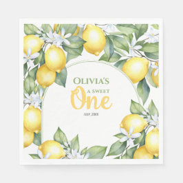 Party Napkins Lemon citrus 1:a födelsedag. Pappersservett