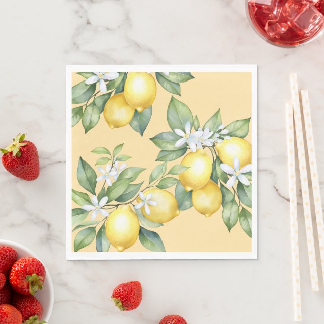 Party Napkins Lemon citrus 1:a födelsedag. Pappersservett (Insitu)