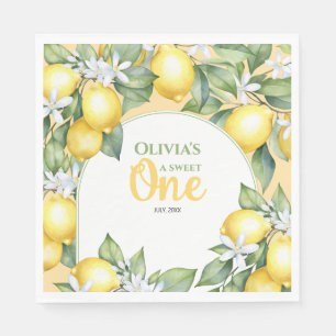 Party Napkins Lemon citrus 1:a födelsedag. Pappersservett