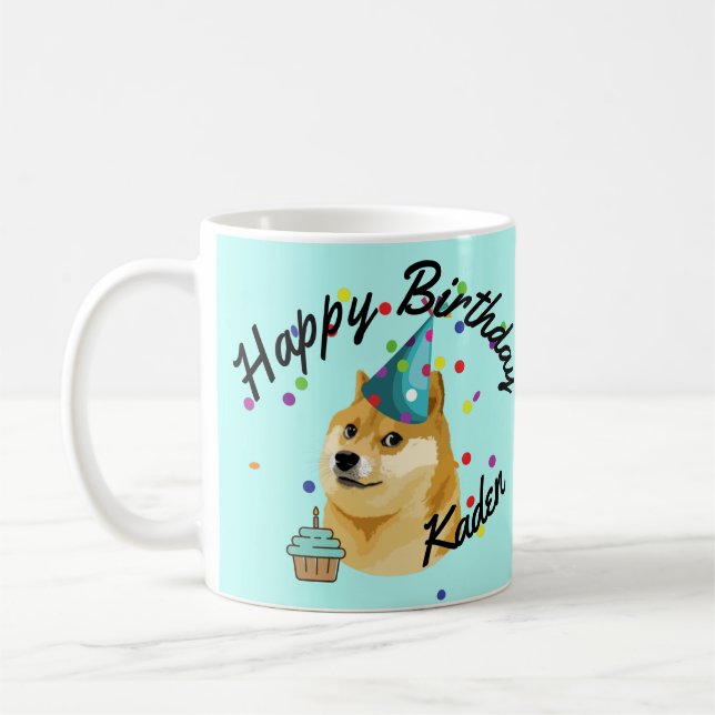Party på! Personlig födelsedag Doge Birthday  Kaffemugg (Vänster)