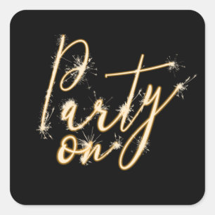 Party på Sparkler på svart Fyrkantigt Klistermärke