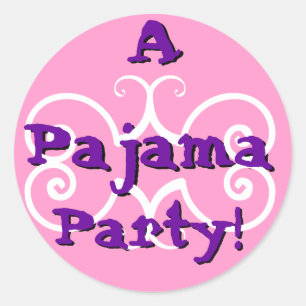 PARTY - Pajama Party med Festive Circles Sticker Runt Klistermärke