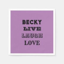 party pappra servoblor LIVE LAUGH KÄRLEK NAMN LILA