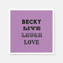 party pappra servoblor LIVE LAUGH KÄRLEK NAMN LILA Pappersservett