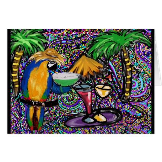 Party Parrots Hälsningskort (Framsidan Horizontal)