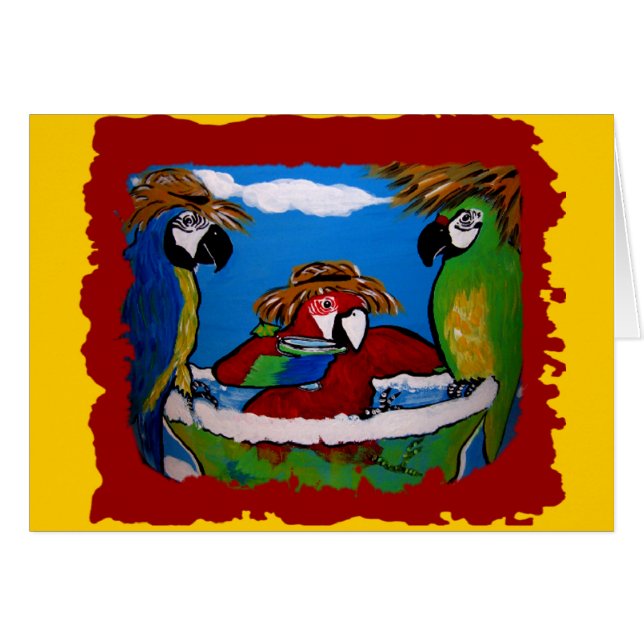 Party Parrots Hälsningskort (Framsidan Horizontal)