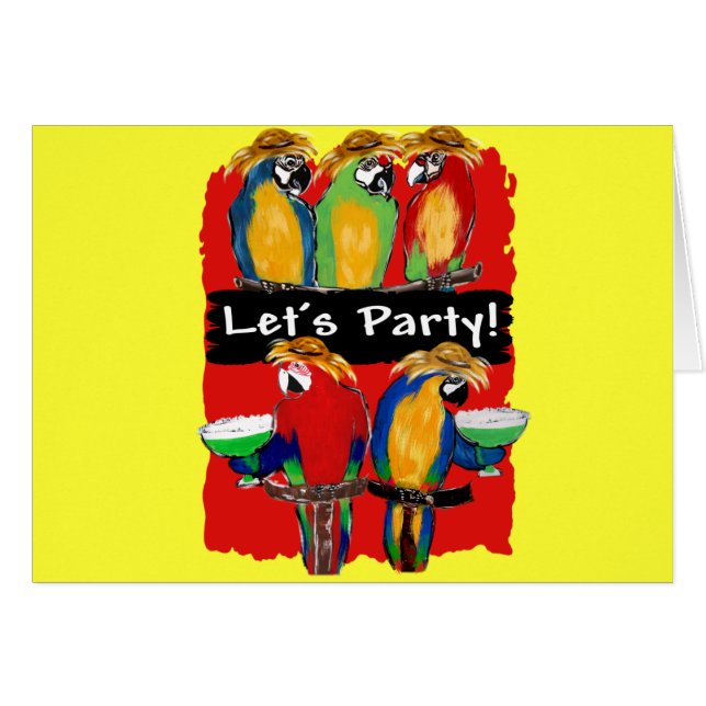 PARTY PARROTS HÄLSNINGSKORT (Framsidan Horizontal)