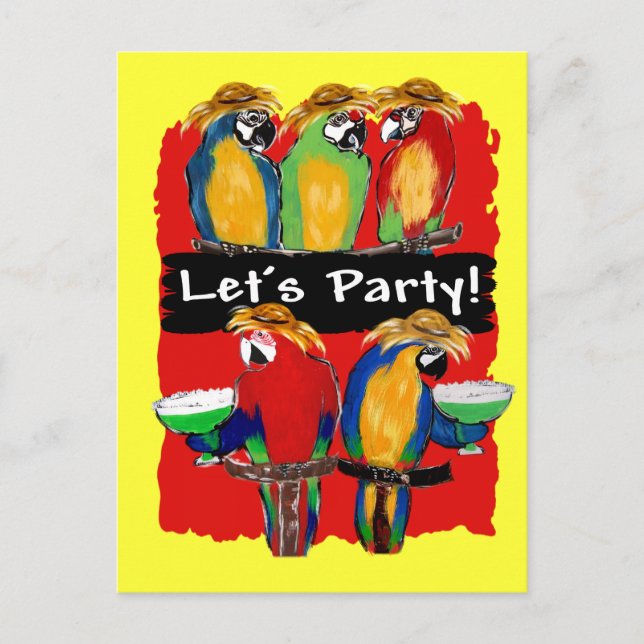 PARTY PARROTS INBJUDAN VYKORT (Framsida)