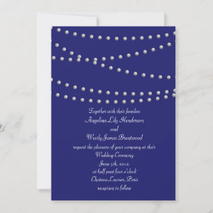 Party Pearls on indigo bröllopsinbjudning Inbjudningar