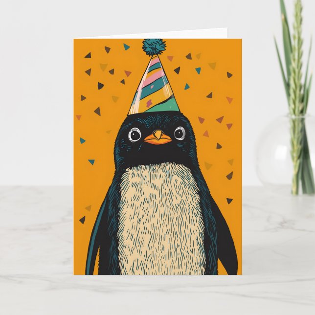 Party Penguin-födelsedagskort Kort (Framsida)