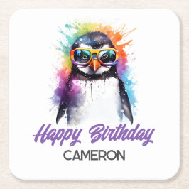 Party Penguinsolglasögon, barn Underlägg Papper Kvadrat