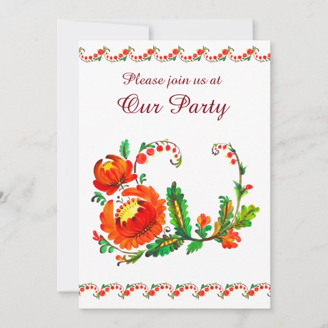 Party Petrykivsky art Inbjudningar (Framsida)